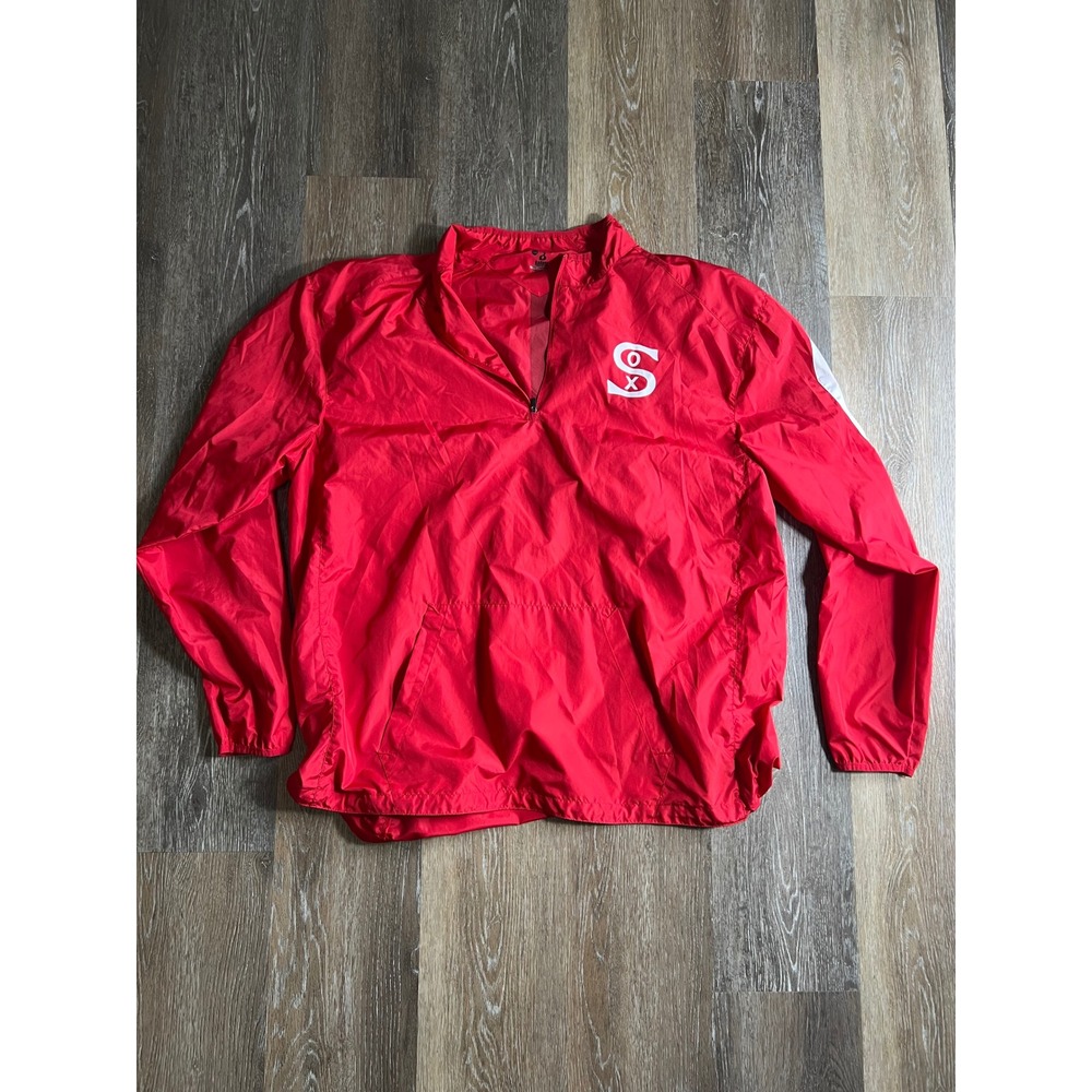 Badger‎ Sport Windbreaker Mens 2XL Red Sox Quarter Zip Pullover Jacket Excellent